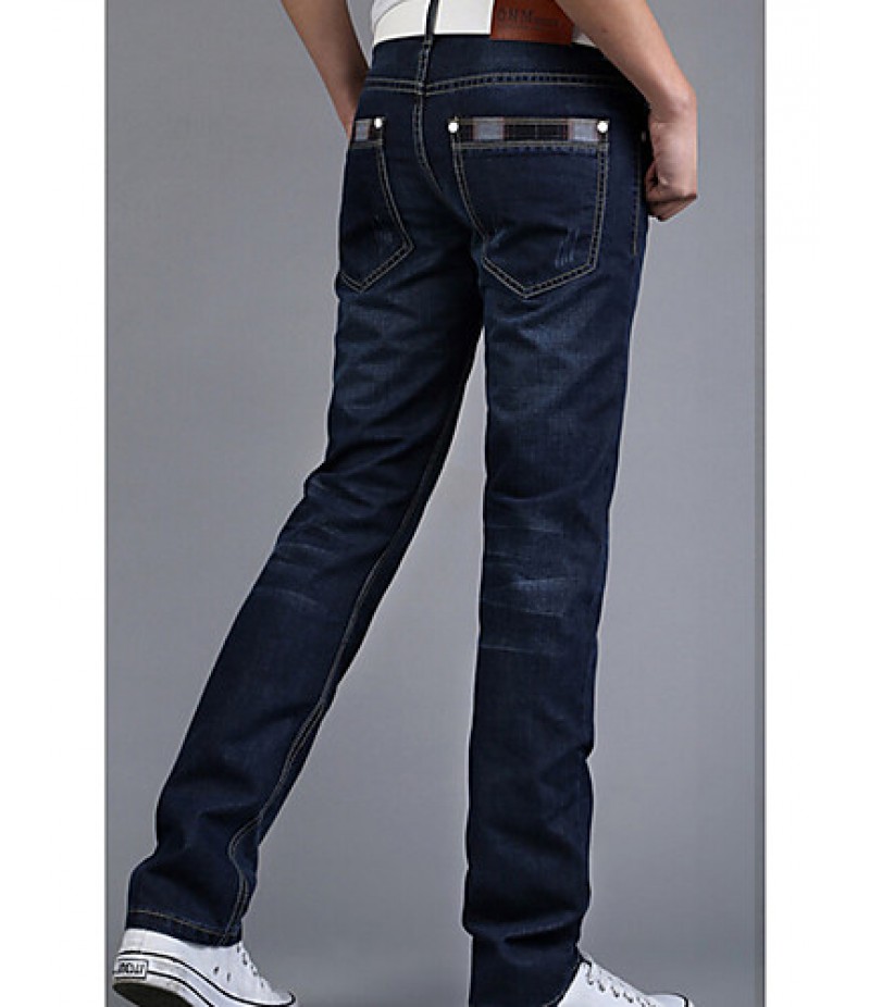 Men's Solid Casual Jeans,Cotton Blue