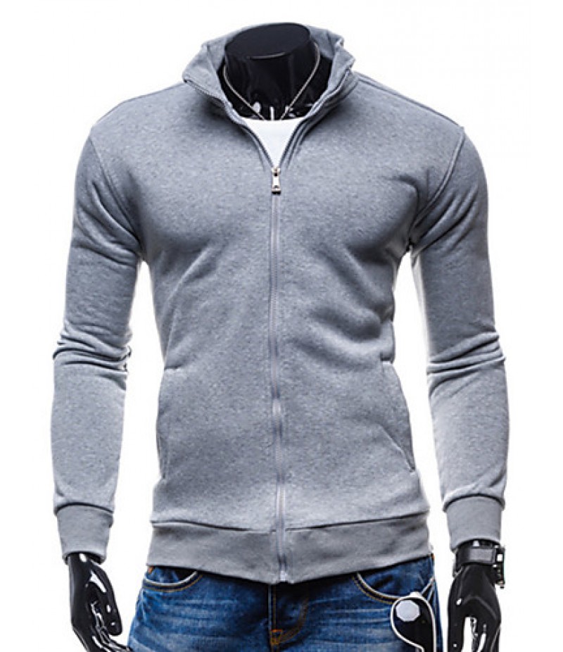 Men's Long Sleeve Hoodie & Sweatshirt,Cotton Solid