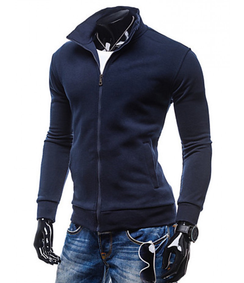 Men's Long Sleeve Hoodie & Sweatshirt,Cotton Solid