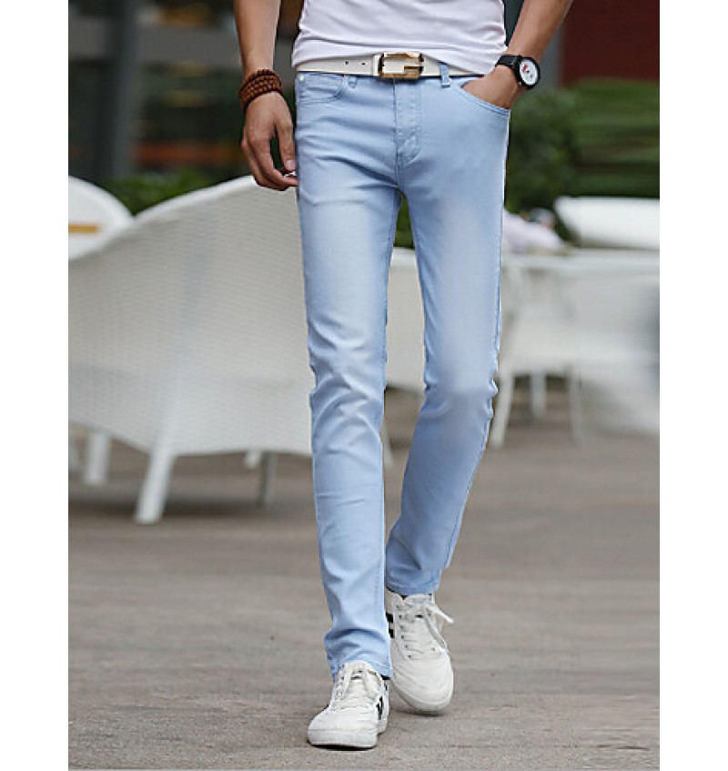 Men's Solid Casual JeansCotton Blue