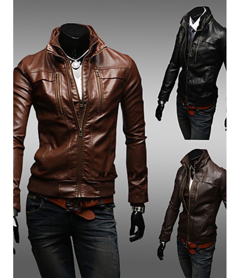 Men Faux Leather Top , Belt Not Included