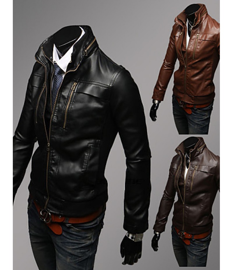 Men Faux Leather Top , Belt Not Included