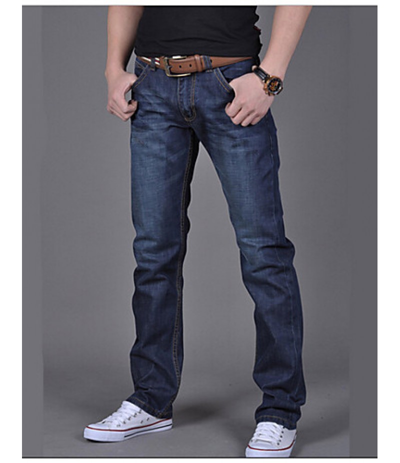 Men's Solid Casual Jeans,Cotton Blue