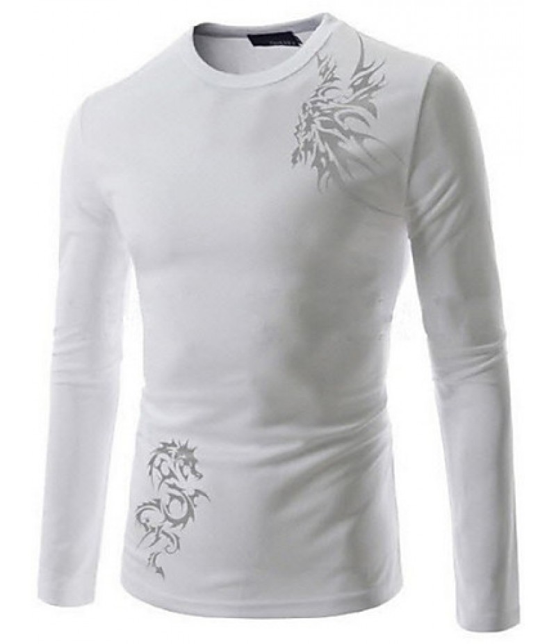 Men's Longfeng tattoo printing breathable leisure long-sleeved fleece