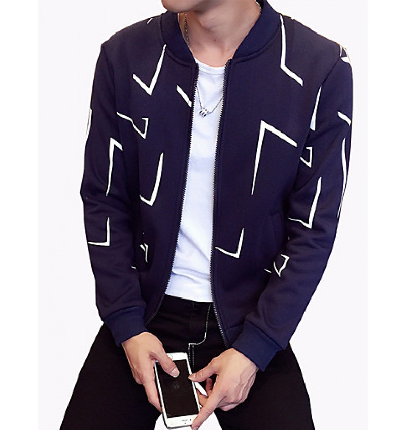 Men's Fashion Irregular Shaped Printing Slim Fit Casual Sport Cardigan Sweatshirt; Casual/Plus Size/Sport