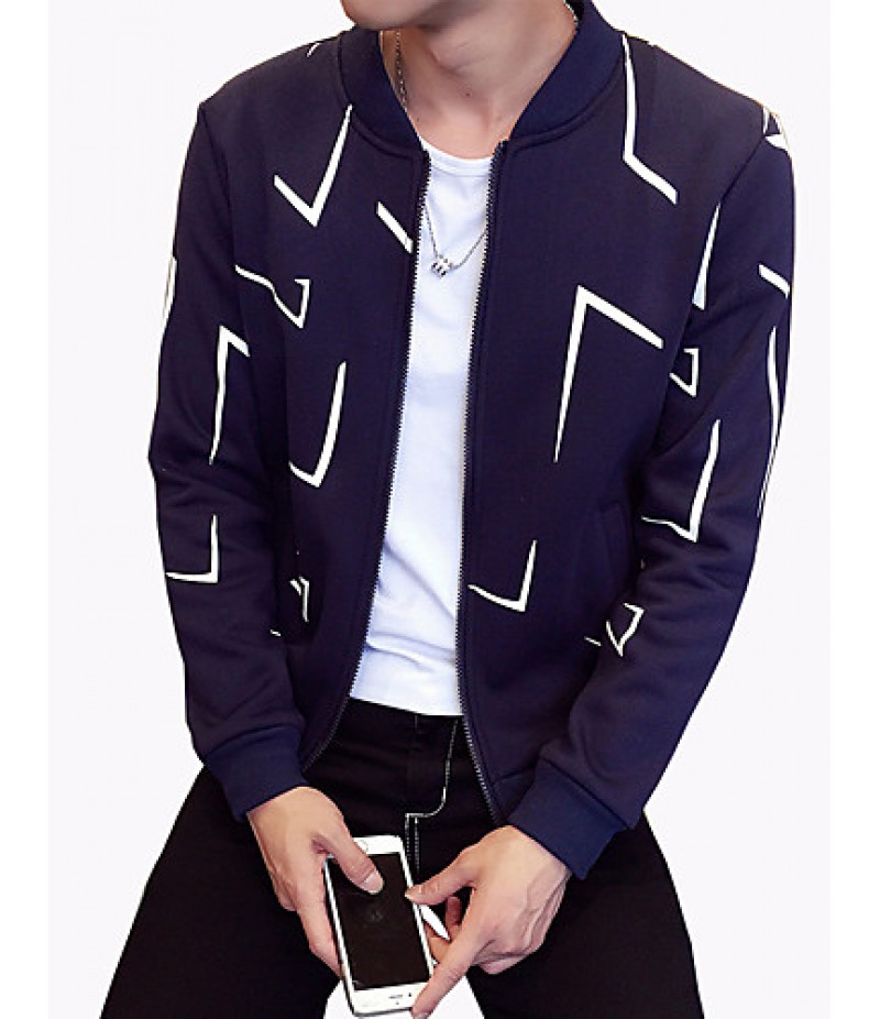 Men's Fashion Irregular Shaped Printing Slim Fit Casual Sport Cardigan Sweatshirt; Casual/Plus Size/Sport