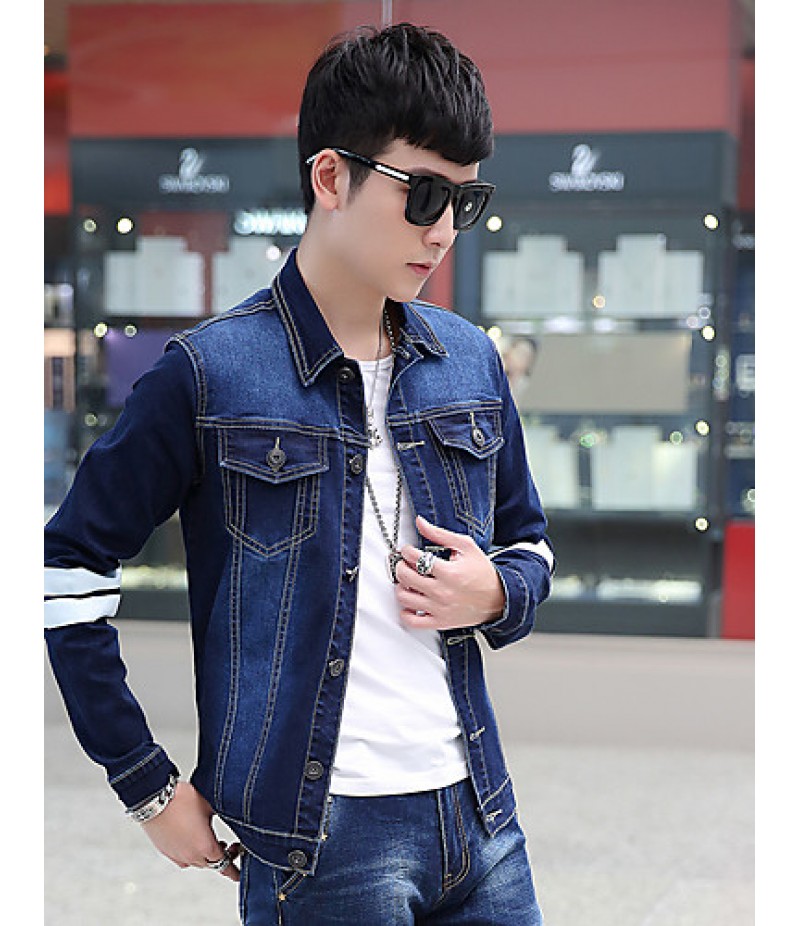 The new summer youth stretch slim jeans thin breathable stamp casual denim jackets