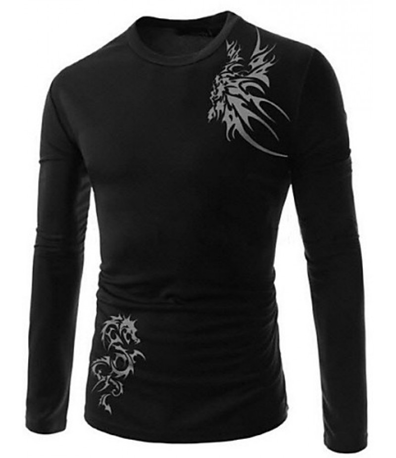 Men's Longfeng tattoo printing breathable leisure long-sleeved fleece