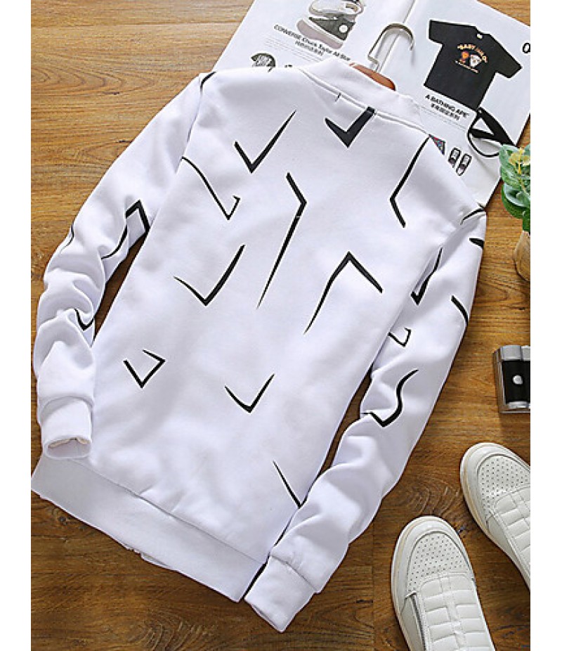 Men's Fashion Irregular Shaped Printing Slim Fit Casual Sport Cardigan Sweatshirt; Casual/Plus Size/Sport