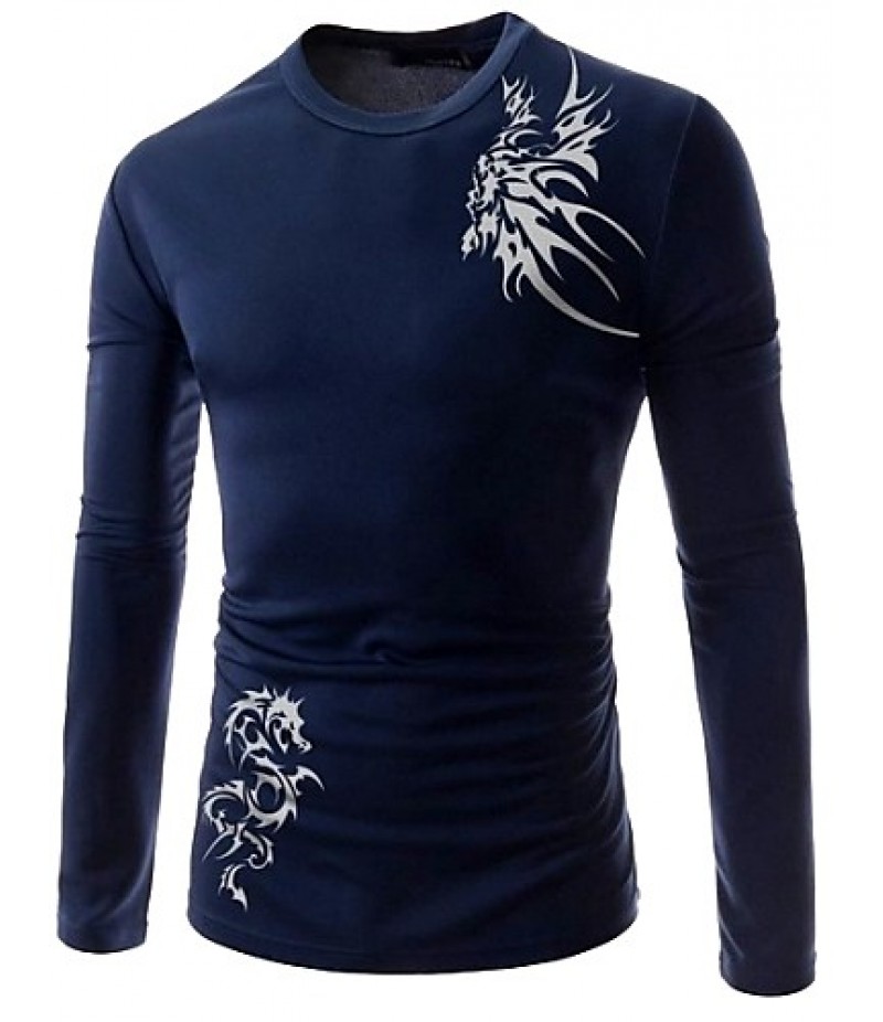 Men's Longfeng tattoo printing breathable leisure long-sleeved fleece