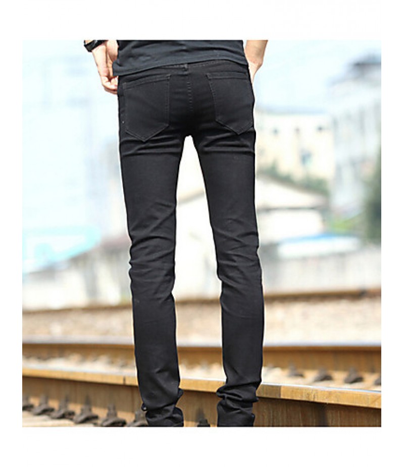 Men's Solid Casual Jeans,Cotton Black