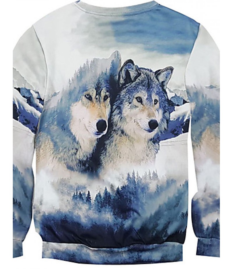 New Fashion Men Wolf Printed Pullover Long Sleeve 3d Sweatshirt