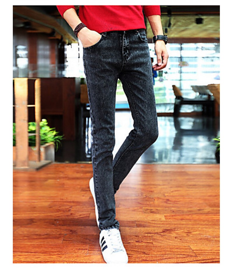 Men's Solid Casual Jeans,Cotton Black