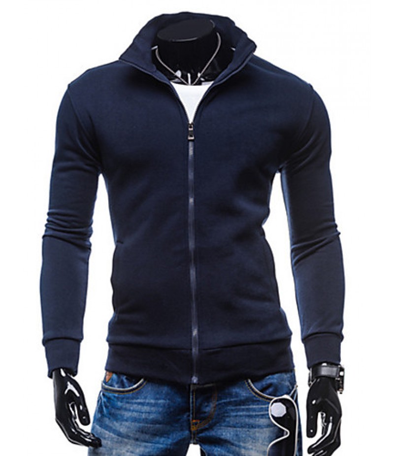 Men's Long Sleeve Hoodie & Sweatshirt,Cotton Solid