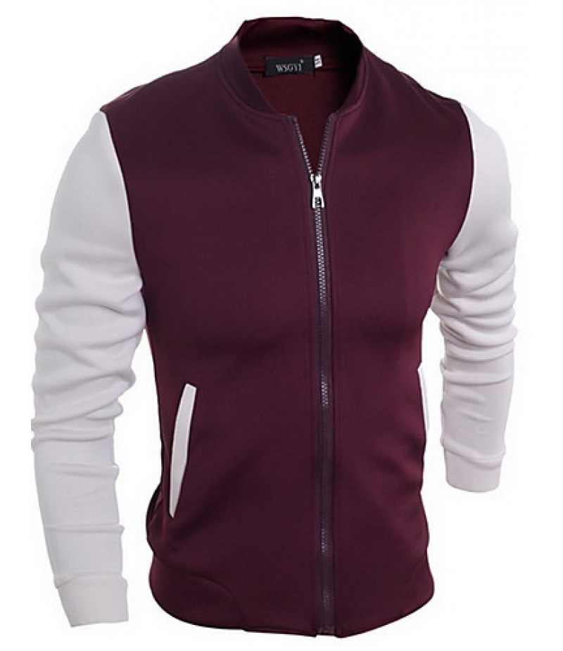 Men's Casual/Daily / Sports Hoodie Jacket,Color Block Round Neck Micro-elastic Cotton Long Sleeve Fall / Winter  