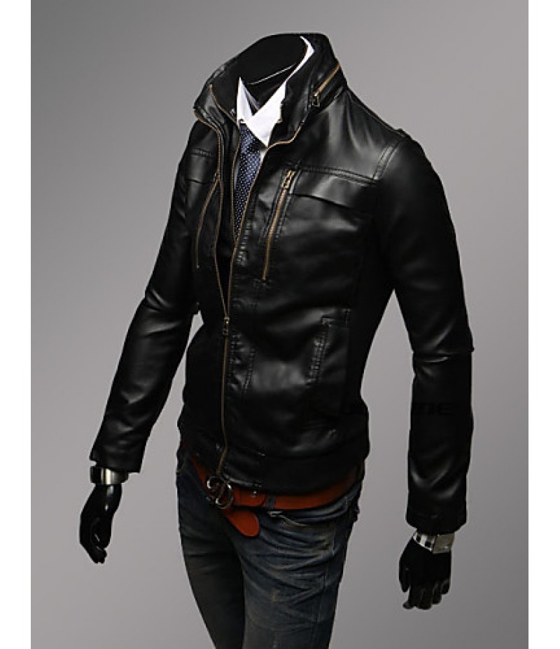 Men Faux Leather Top , Belt Not Included