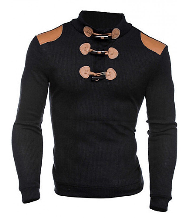 Men's Long Sleeve Hoodie & Sweatshirt,Cotton Color Block