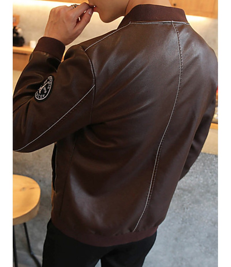 The new autumn and winter men's Casual Jacket Mens Leather Jackets 2016 male Korean tide slim motorcycle leather