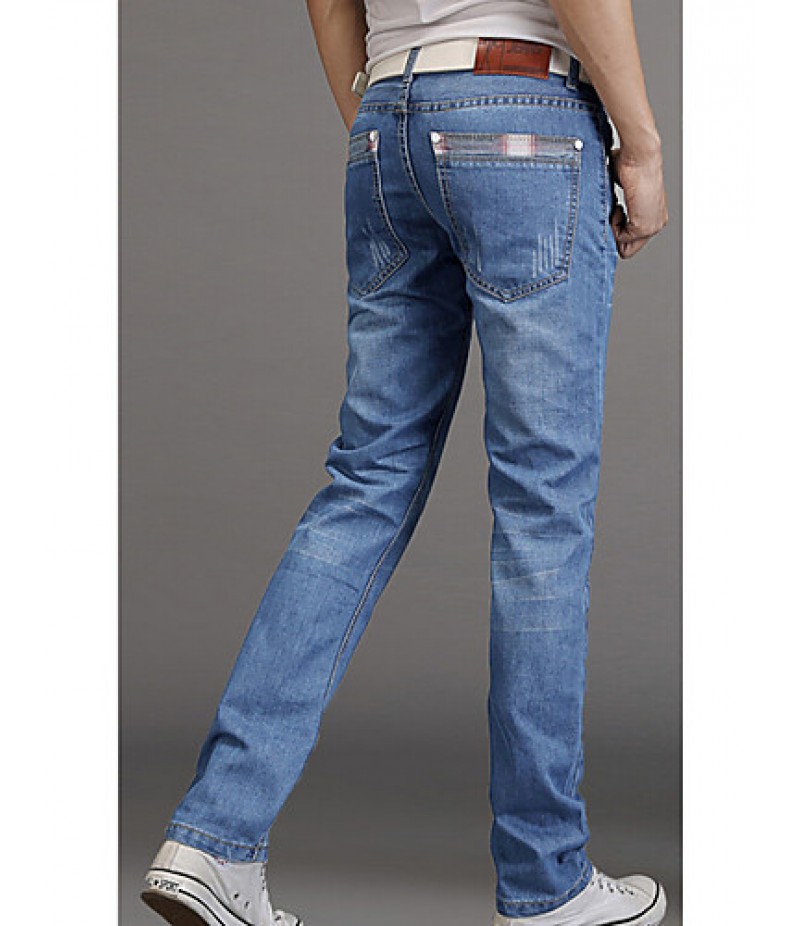 Men's Solid Casual Jeans,Cotton Blue