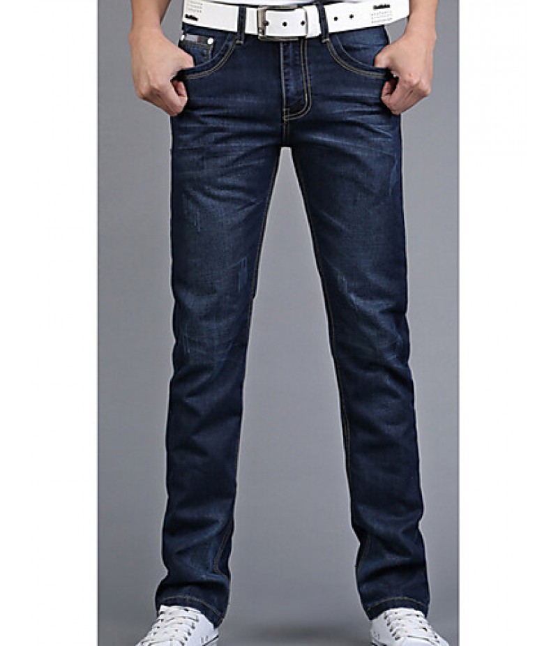 Men's Solid Casual Jeans,Cotton Blue