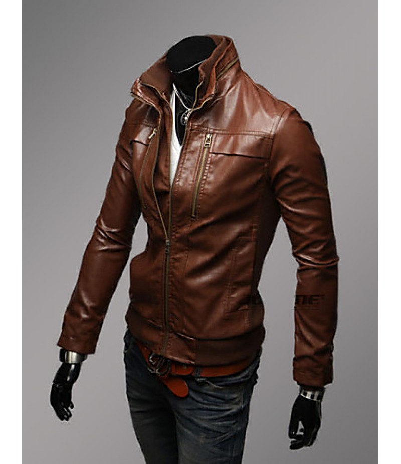 Men Faux Leather Top , Belt Not Included