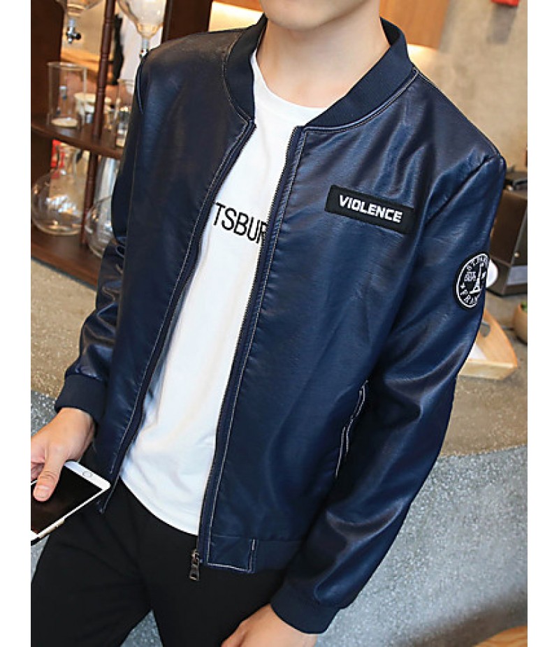 The new autumn and winter men's Casual Jacket Mens Leather Jackets 2016 male Korean tide slim motorcycle leather