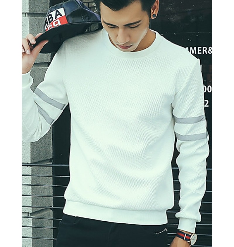 Men's Casual/Daily Simple Sweatshirt,Solid Round Neck Stretchy Cotton Long Sleeve Fall / Winter