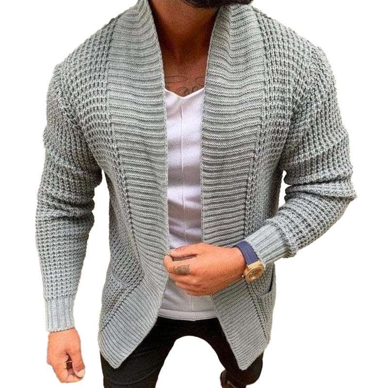 Men's Knitted Solid Color Casual Cardigan