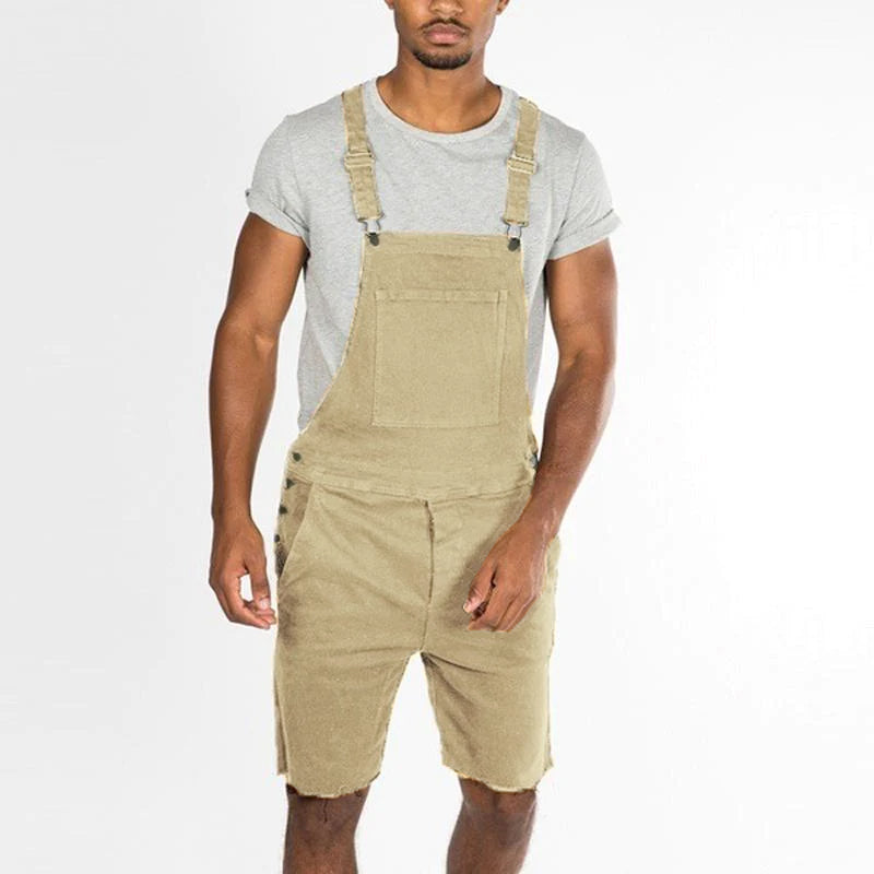 Men's Vintage Denim Shorts Overalls