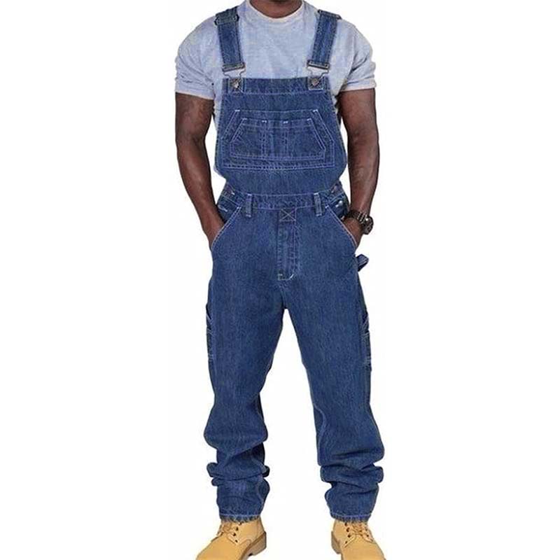 Men's Casual Denim Multi-pocket Loose Overalls