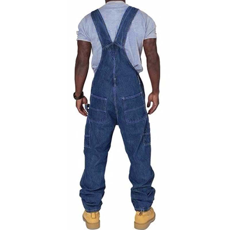 Men's Casual Denim Multi-pocket Loose Overalls