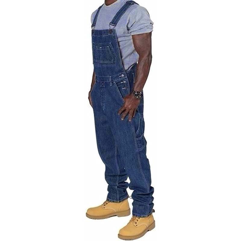 Men's Casual Denim Multi-pocket Loose Overalls