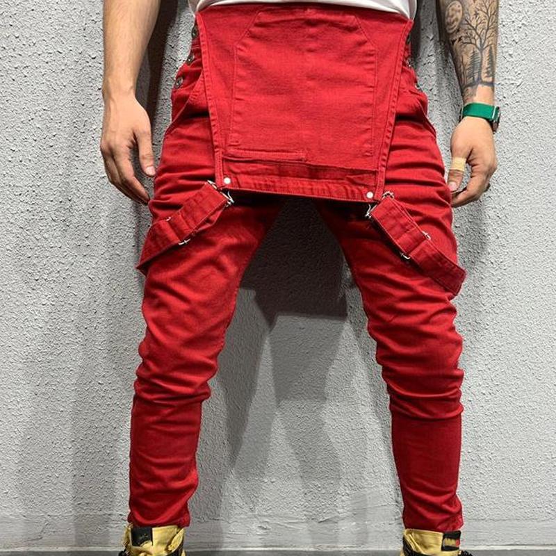 Men's Solid Color Denim Overalls