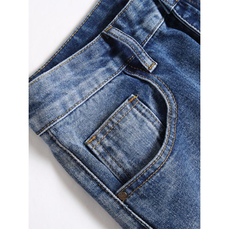 Men's Casual Washed Multi-Pocket Straight-Leg Jeans