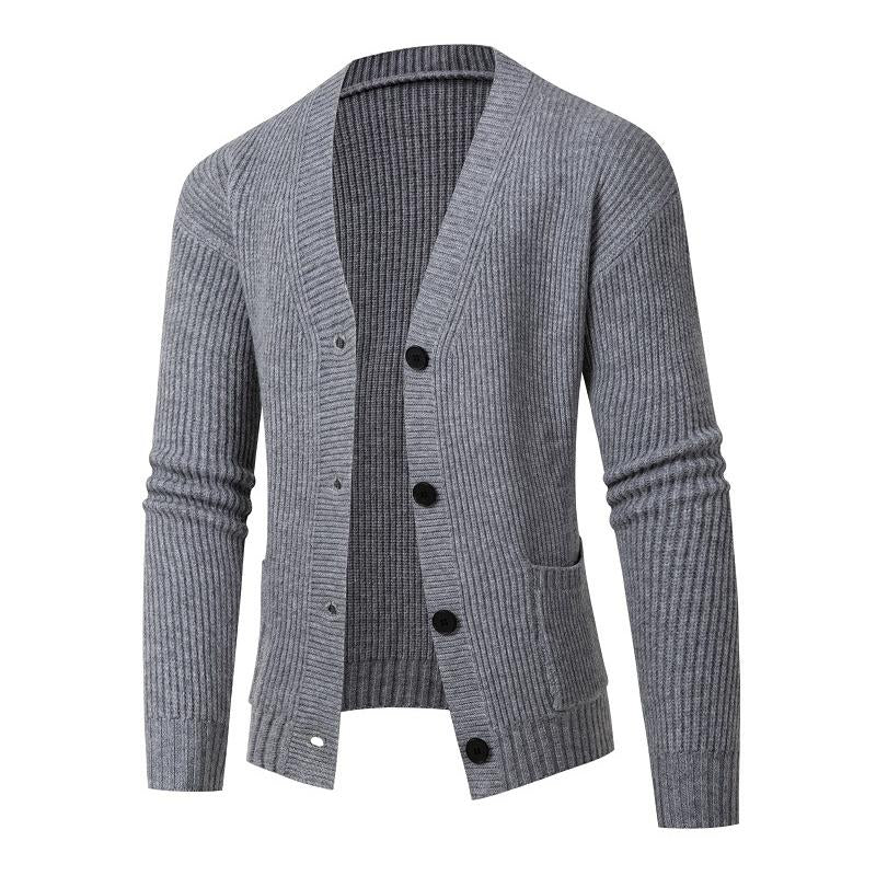 Men's Simple Solid Color Single Breasted Knitted Cardigan