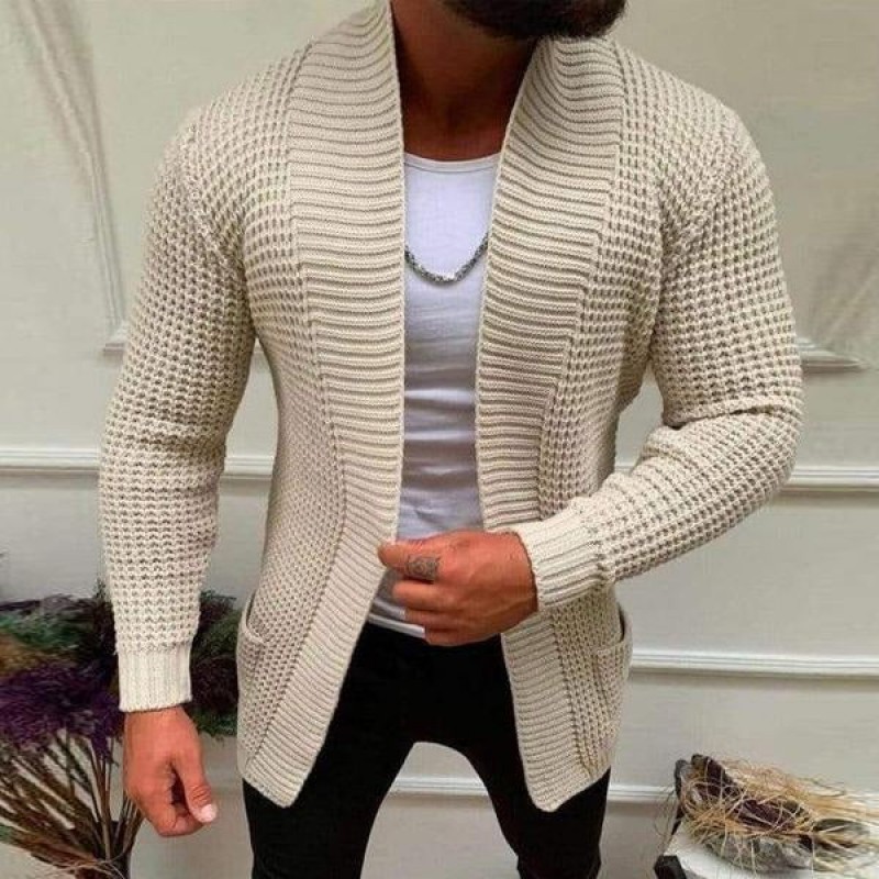 Men's Knitted Solid Color Casual Cardigan