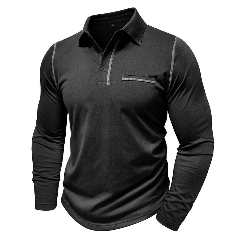 Men's Casual Lapel Slim Fit Long Sleeve Polo Shirt