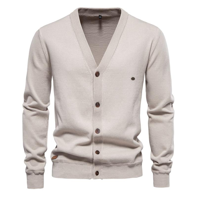 Men's Simple Casual Solid Color Knitted Cardigan