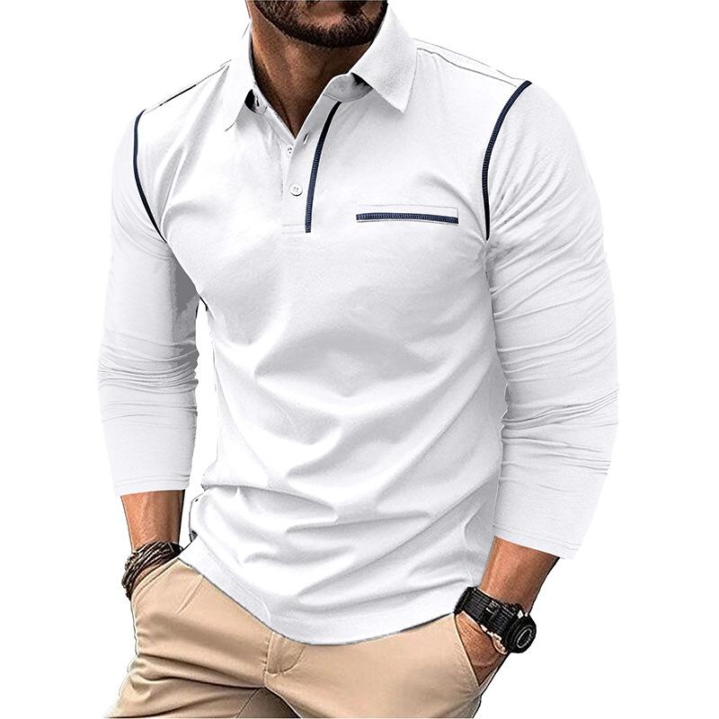 Men's Casual Lapel Slim Fit Long Sleeve Polo Shirt