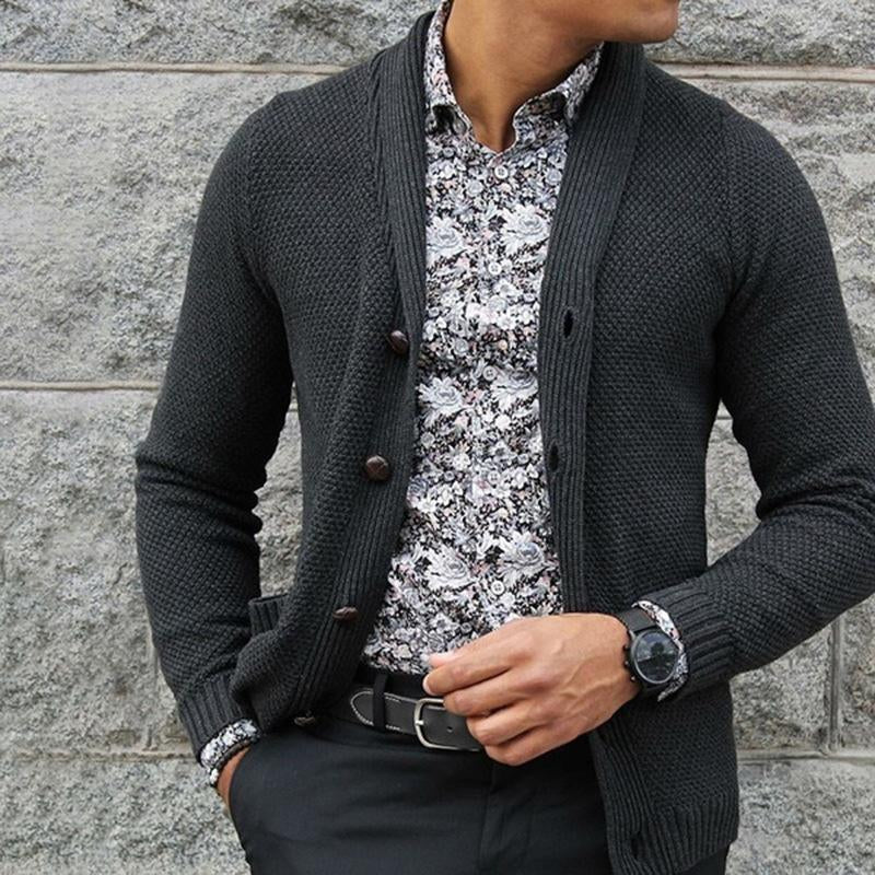 Men's Solid Color Single Breasted Knit Jacket