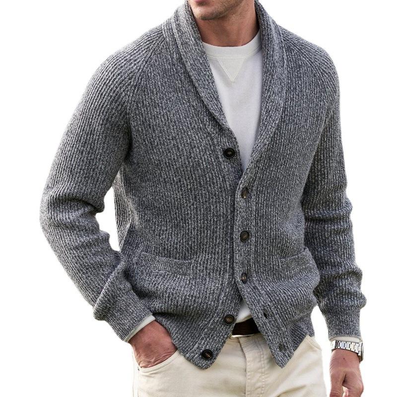 Men's Lapel Cardigan Button Knit Sweater