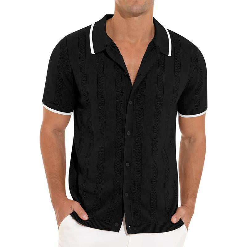 Men's Casual Solid Color Short-Sleeved Single-Breasted Polo Shirt