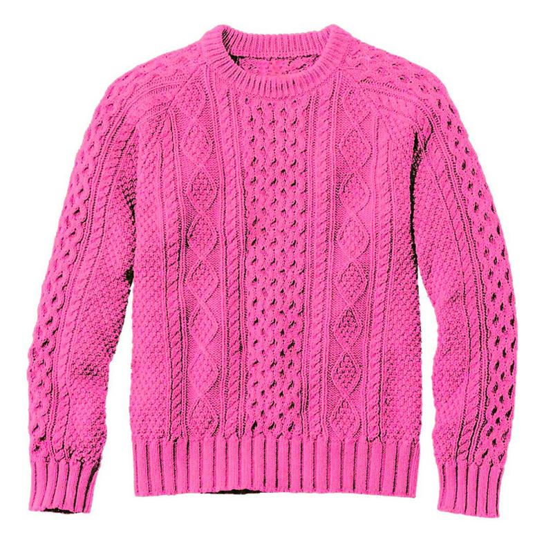 Men's Solid Color Textured Knitted Crew Neck Sweater