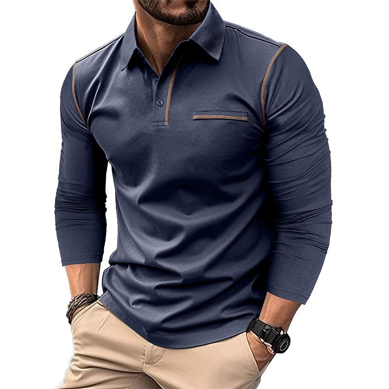 Men's Casual Lapel Slim Fit Long Sleeve Polo Shirt