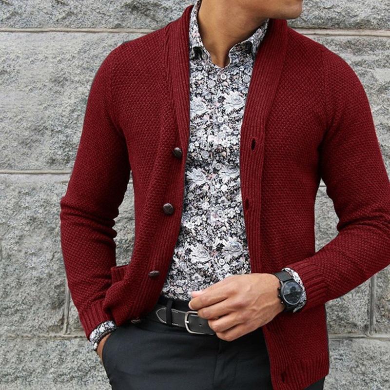 Men's Solid Color Single Breasted Knit Jacket