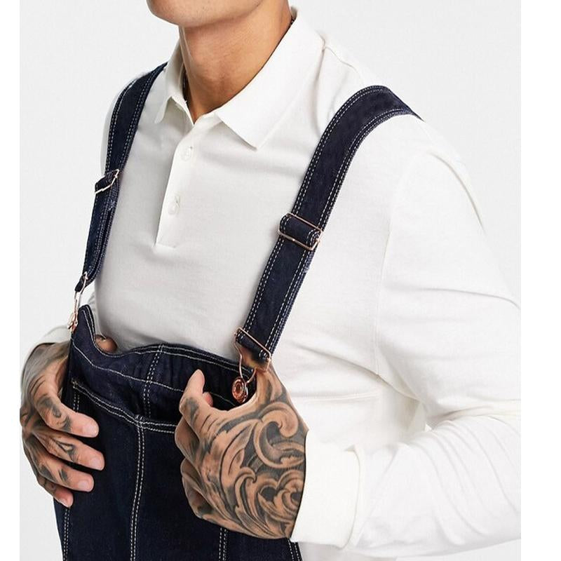 Men's Casual Loose Denim Overalls