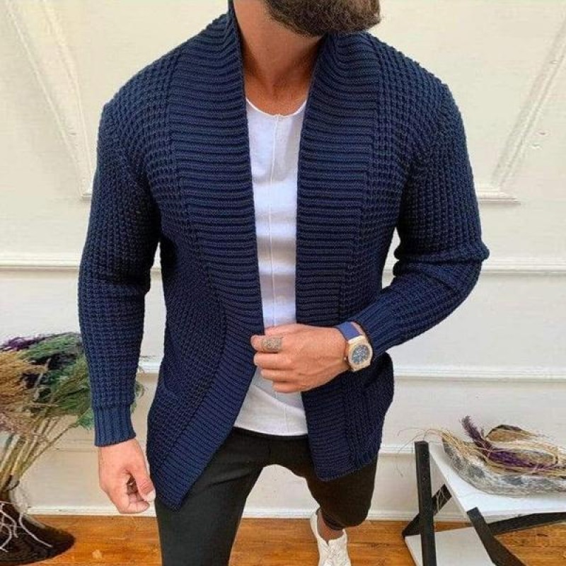 Men's Knitted Solid Color Casual Cardigan