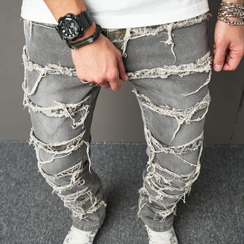 Men's Vintage Ripped Button Jeans