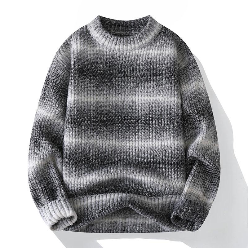 Men's Striped Crew Neck Knitted Sweater