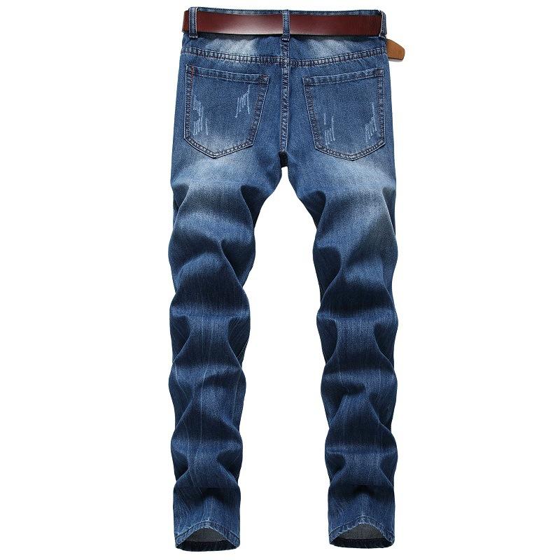 Men's Fashion Camo Patchwork Distressed Hole Slim Jeans